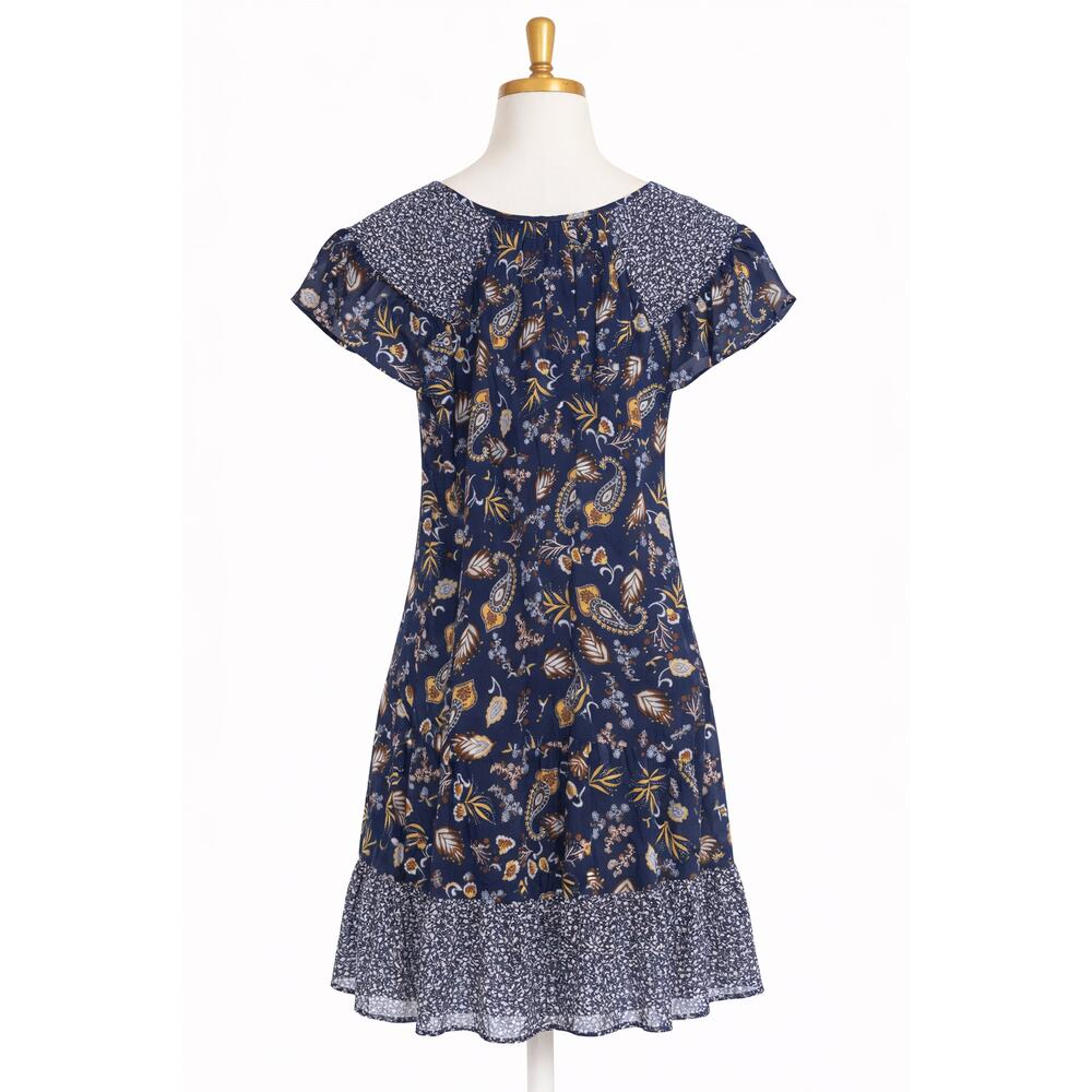 Floral Patchwork Dress Size M Ruffle Hem Hippie Peasant Boho 70s Grannycore